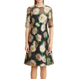 LELA ROSE Holly Floral Fil Coupé Fit & Flare Dress In Black